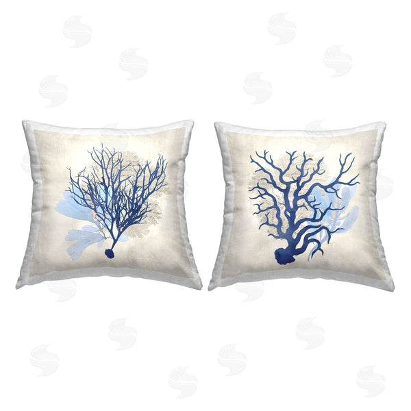 stupell industries Susan Arnot | Abstract Navy Coral Plants Printed Throw Pillow Set