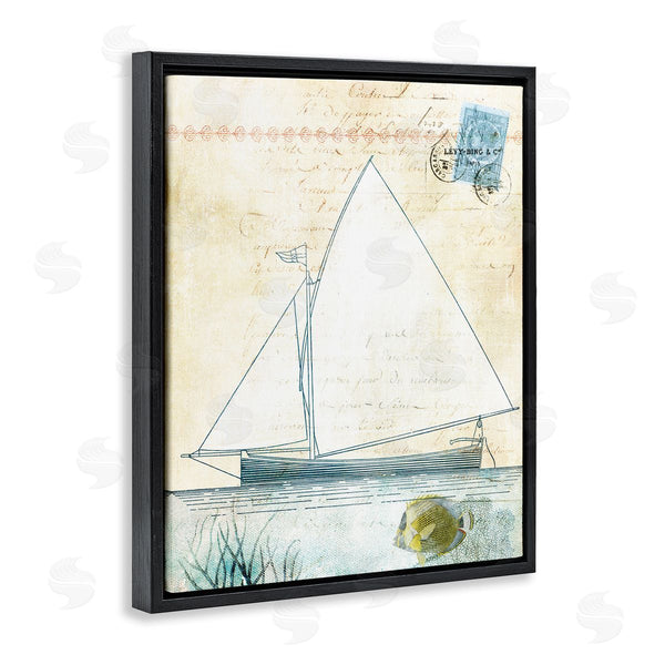Stupell Industries Susan Arnot | Antique Sailboat & Postal Stamp