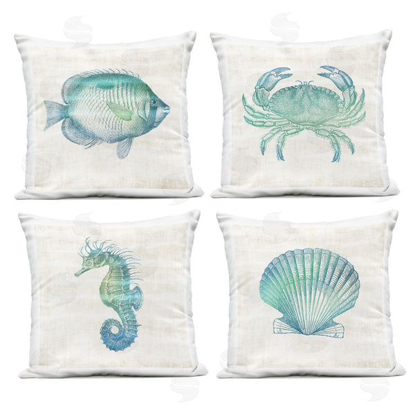 Stupell Industries Susan Arnot | Aquatic Sea Life Impressions Printed Throw Pillow Set