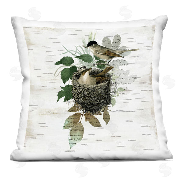 stupell industries Susan Arnot | Birds in Vintage Nest Printed Throw Pillow