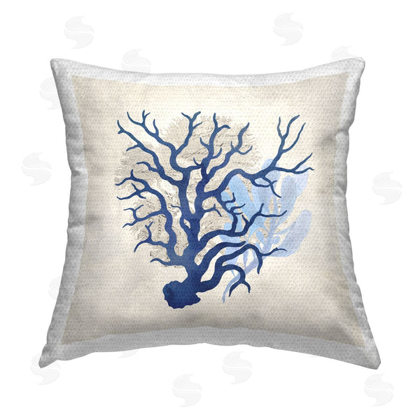 Stupell Industries Susan Arnot | Blue Coral Branches Printed Throw Pillow