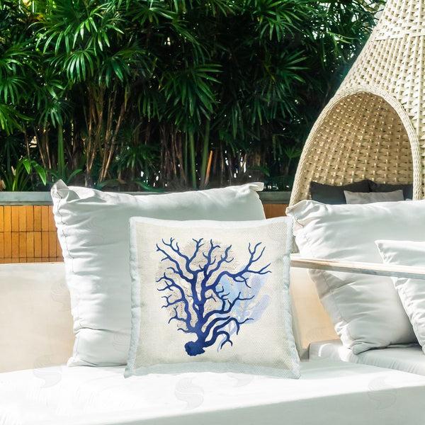 Stupell Industries Susan Arnot | Blue Coral Branches Printed Throw Pillow