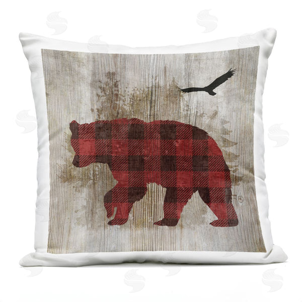 Stupell Industries Susan Arnot | Buffalo Plaid Bear & Bird Printed Throw Pillow