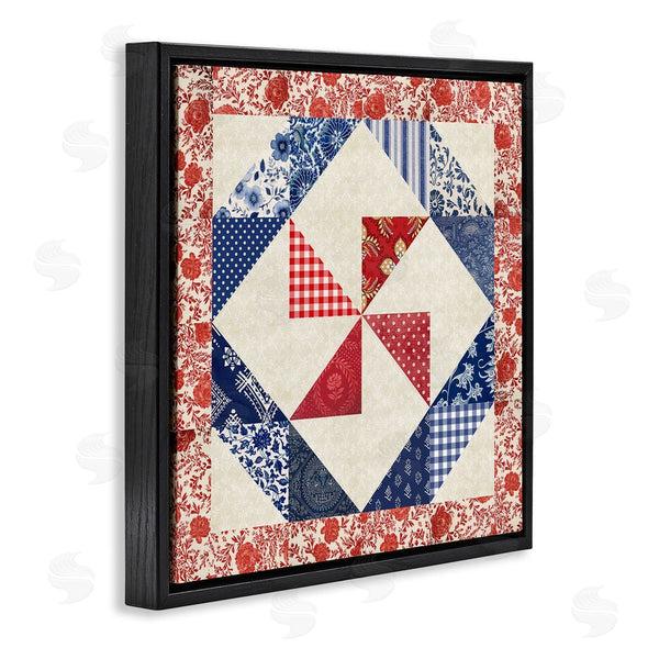 Stupell Industries Susan Arnot | Collaged Quilt Patterns Red & Blue