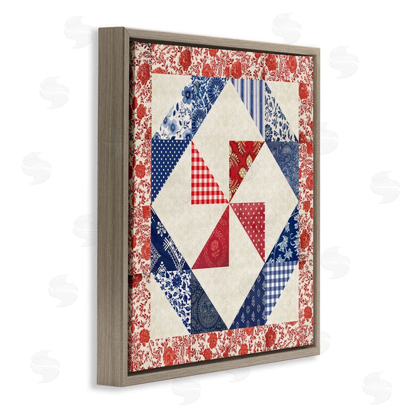 Stupell Industries Susan Arnot | Collaged Quilt Patterns Red & Blue