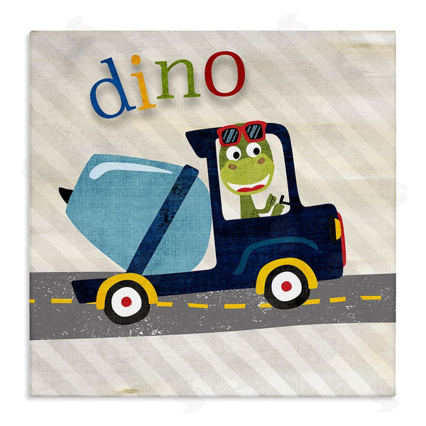 stupell industries Susan Arnot | Dino in Construction Truck