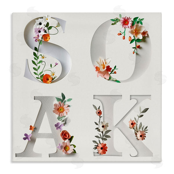 stupell industries Susan Arnot | Floral Bathroom Soak Letters Wall Art