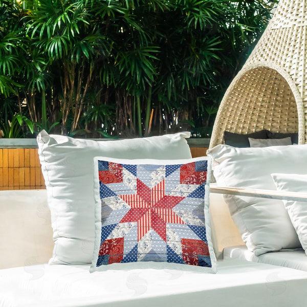 Stupell Industries Susan Arnot | Patriotic Quilt Pattern Printed Throw Pillow