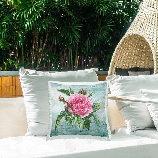 Stupell Industries Susan Arnot | Pink Dahlia Over Rustic Printed Throw Pillow
