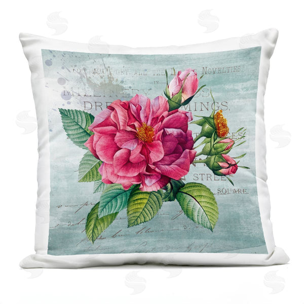 Stupell Industries Susan Arnot | Pink Garden Flower Over Rustic Printed Throw Pillow