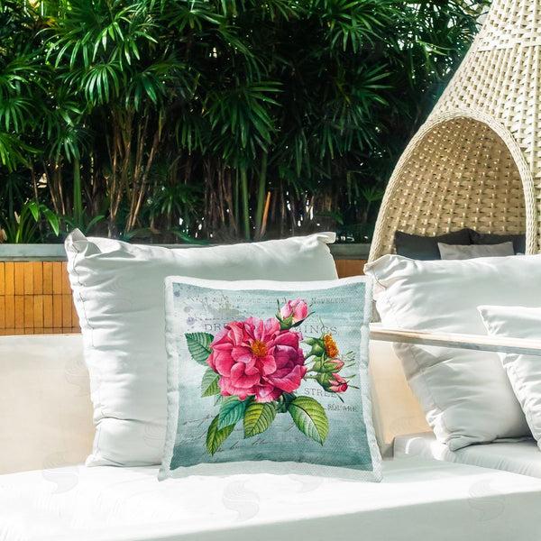 Stupell Industries Susan Arnot | Pink Garden Flower Over Rustic Printed Throw Pillow