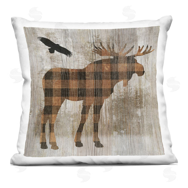 stupell industries Susan Arnot | Plaid Moose & Eagle Printed Throw Pillow