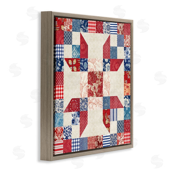 Stupell Industries Susan Arnot | Red & Blue Traditional Quilt Pattern