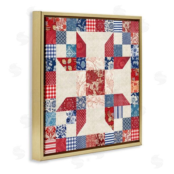 Stupell Industries Susan Arnot | Red & Blue Traditional Quilt Pattern