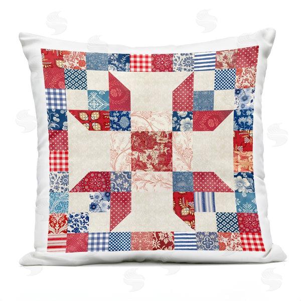 Stupell Industries Susan Arnot | Red & Blue Traditional Quilt Pattern Printed Throw Pillow