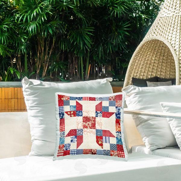Stupell Industries Susan Arnot | Red & Blue Traditional Quilt Pattern Printed Throw Pillow