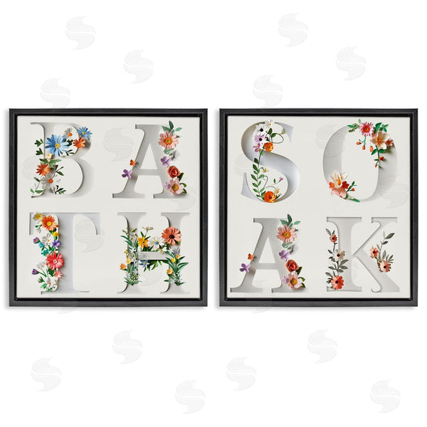 Stupell Industries Susan Arnot | Relaxing Floral Bathroom Typography