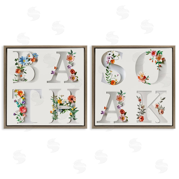Stupell Industries Susan Arnot | Relaxing Floral Bathroom Typography