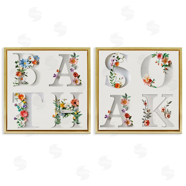 Stupell Industries Susan Arnot | Relaxing Floral Bathroom Typography