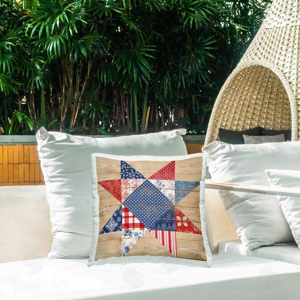 Stupell Industries Susan Arnot | Rustic Americana Quilt Pattern Printed Throw Pillow