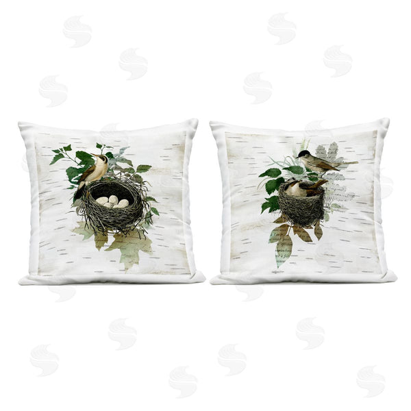 Stupell Industries Susan Arnot | Rustic Vintage Bird Nests Printed Throw Pillow Set