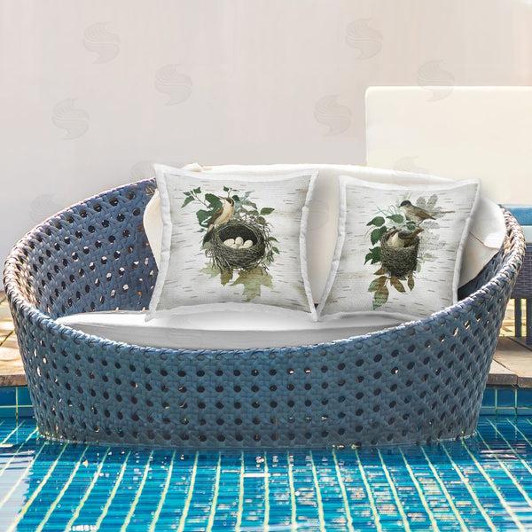 Stupell Industries Susan Arnot | Rustic Vintage Bird Nests Printed Throw Pillow Set