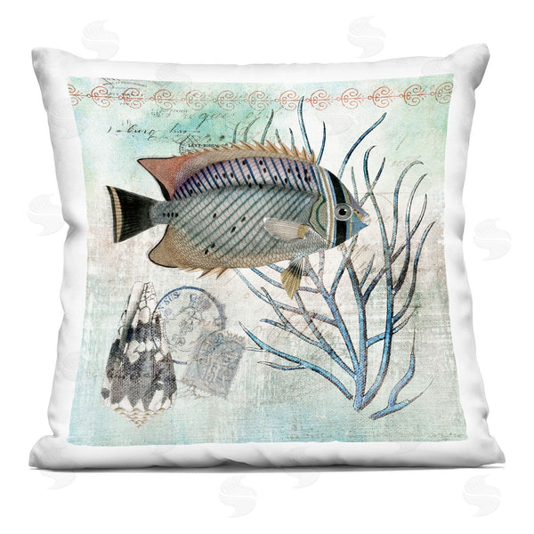 stupell industries Susan Arnot | Sea Life with Vintage Accents Printed Throw Pillow