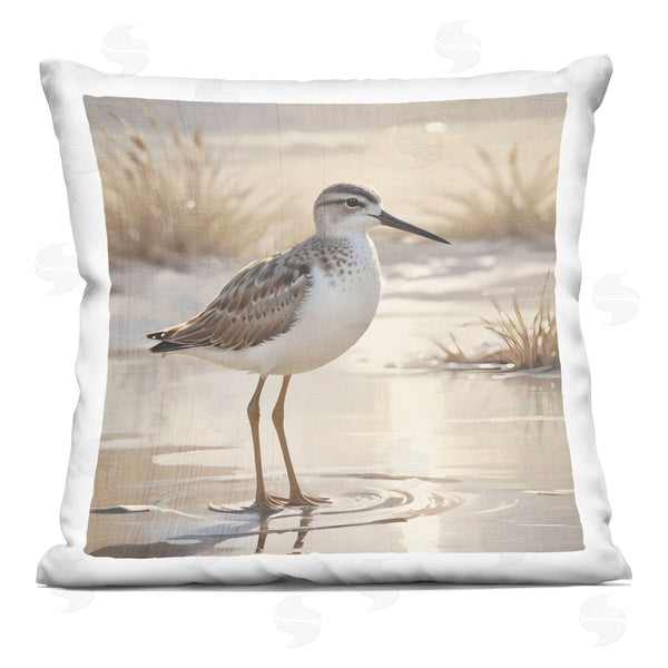 stupell industries Susan Arnot | Sunlit Sandpiper in Shallow Water Printed Throw Pillow