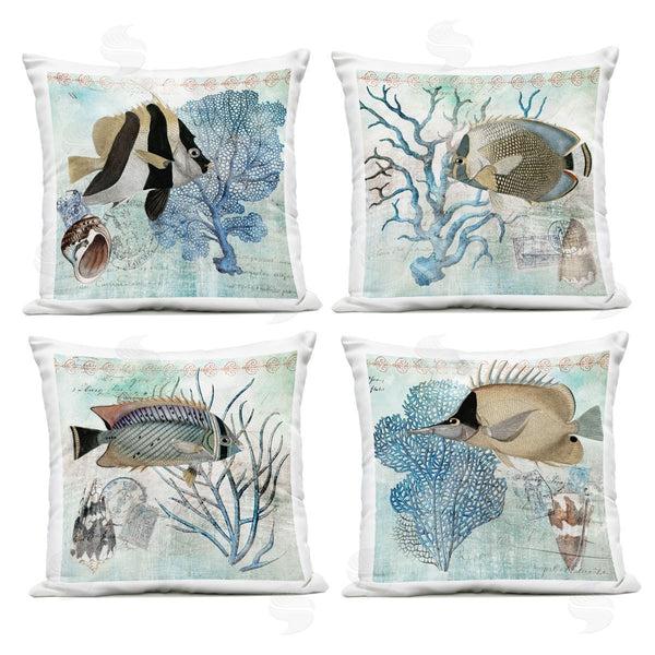 Stupell Industries Susan Arnot | Tropical Fish & Coral Collages Printed Throw Pillow Set
