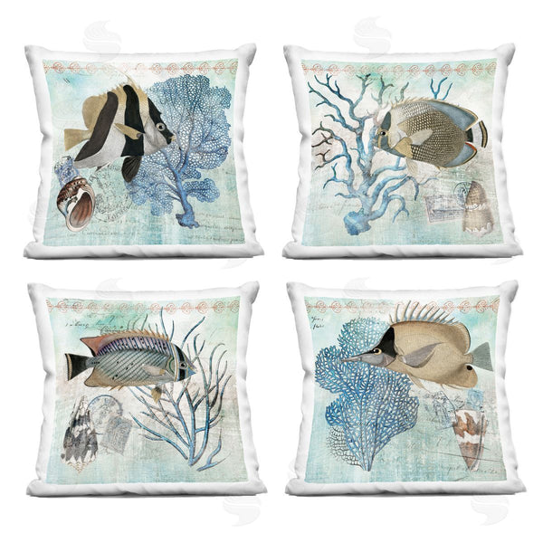 stupell industries Susan Arnot | Tropical Fish & Coral Collages Printed Throw Pillow Set