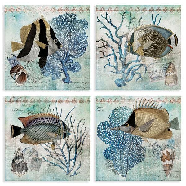 stupell industries Susan Arnot | Tropical Fish & Coral Collages Wall Art