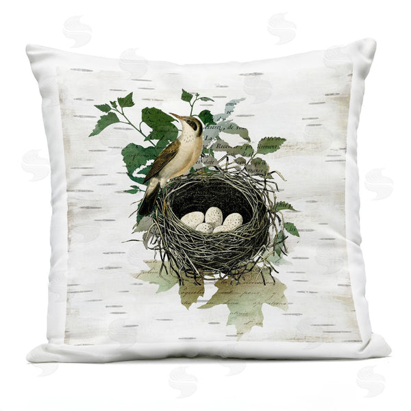 Stupell Industries Susan Arnot | Vintage Bird Nest & Flora Printed Throw Pillow
