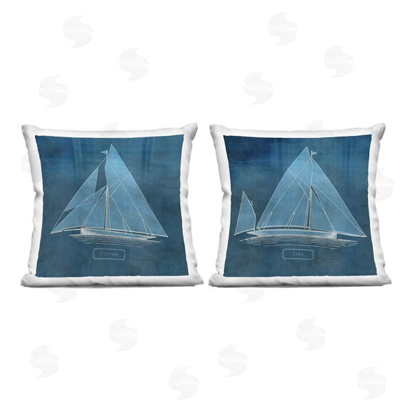 stupell industries Susan Arnot | Vintage Ocean Vessels Diagrams Printed Throw Pillow Set