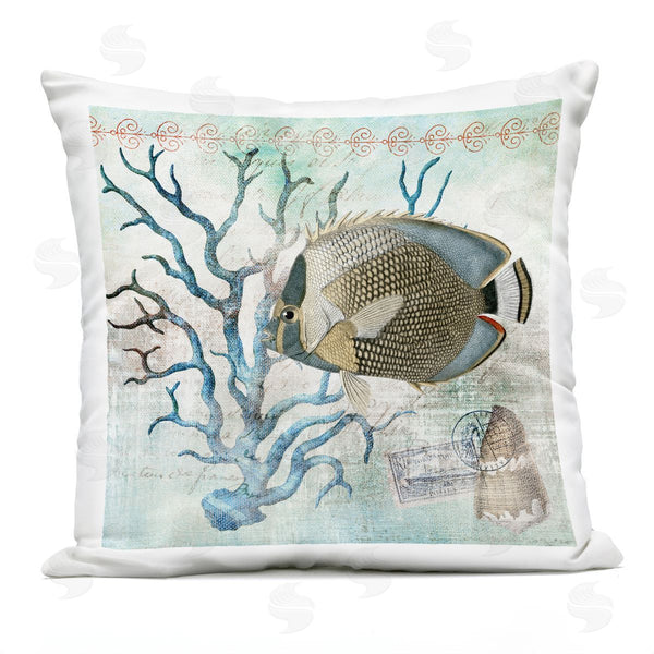 Stupell Industries Susan Arnot | Vintage Post & Aquatic Life Printed Throw Pillow