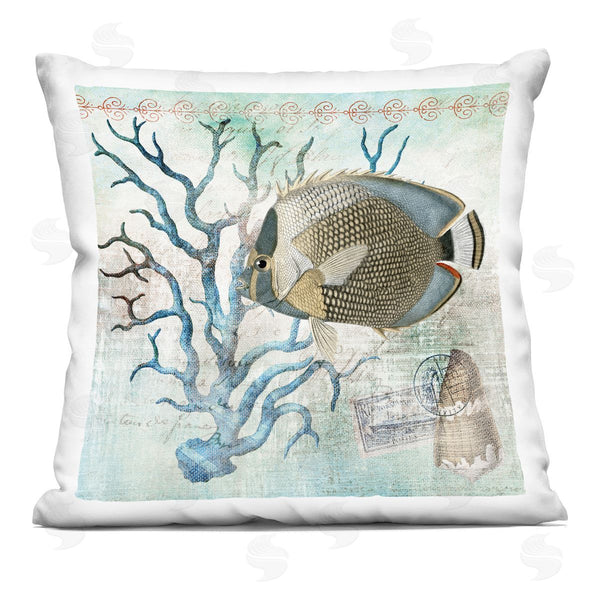 stupell industries Susan Arnot | Vintage Post & Aquatic Life Printed Throw Pillow