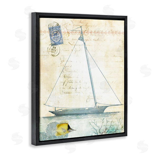 Stupell Industries Susan Arnot | Vintage Sailboat & Postal Stamp