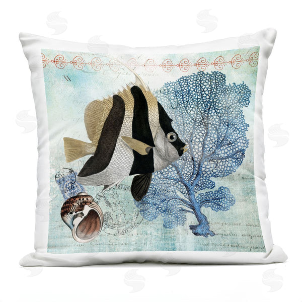 Stupell Industries Susan Arnot | Vintage Tropical Fish Collage Printed Throw Pillow