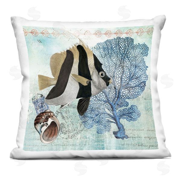 stupell industries Susan Arnot | Vintage Tropical Fish Collage Printed Throw Pillow