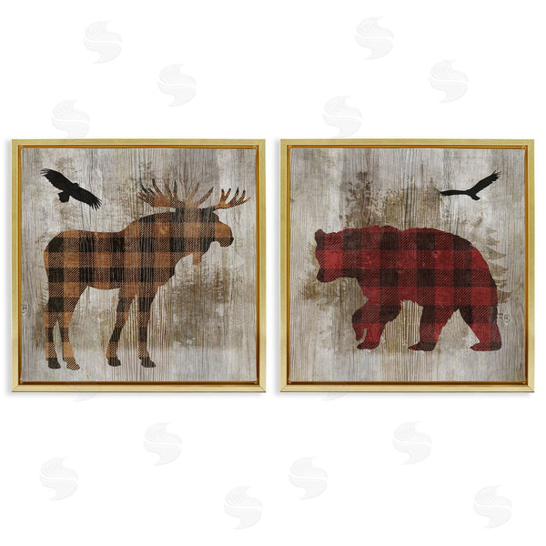 Stupell Industries Susan Arnot | Woodland Creatures Plaid Silhouettes