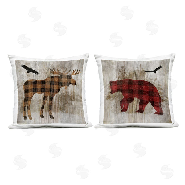 Stupell Industries Susan Arnot | Woodland Creatures Plaid Silhouettes Printed Throw Pillow Set