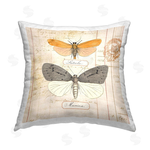 stupell industries Susan Arnot | Yellow & Grey Butterflies Printed Throw Pillow