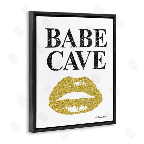 Stupell Industries Susan Ball | Babe Cave Sign Gold Frost Lips Modern Glam Fashion Wall Art