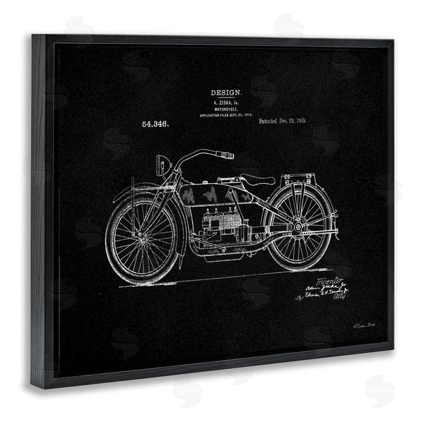 Stupell Industries Susan Ball | Black Motorcycle Blueprint