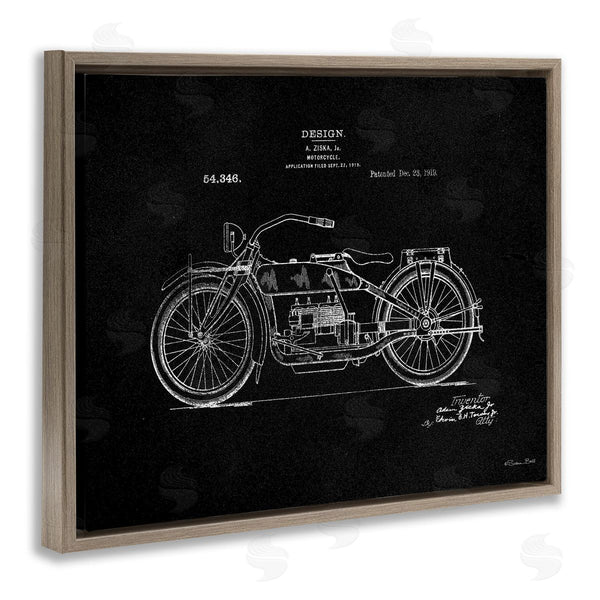 Stupell Industries Susan Ball | Black Motorcycle Blueprint