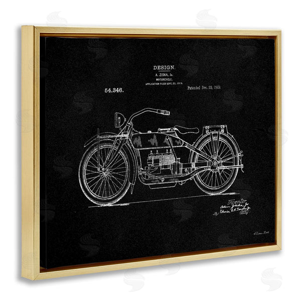 Stupell Industries Susan Ball | Black Motorcycle Blueprint