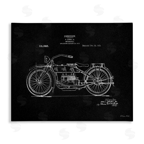 stupell industries Susan Ball | Black Motorcycle Blueprint