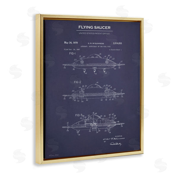 Stupell Industries Susan Ball | Flying Saucer Blueprint Wall Art