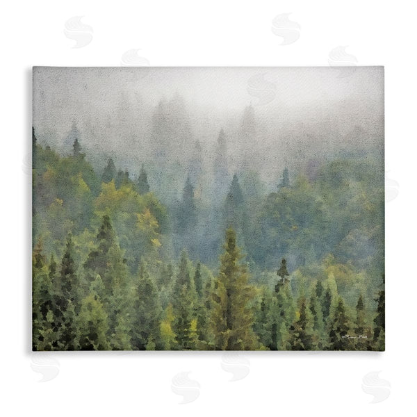 stupell industries Susan Ball | Foggy Pine Forest Quiet Mountain Woods Atmospheric Painting Wall Art