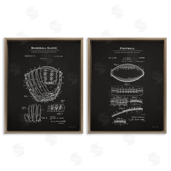 Stupell Industries Susan Ball | Football Baseball Glove Patent Wall Art