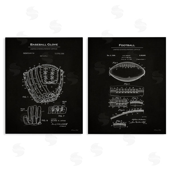 stupell industries Susan Ball | Football Baseball Glove Patent Wall Art
